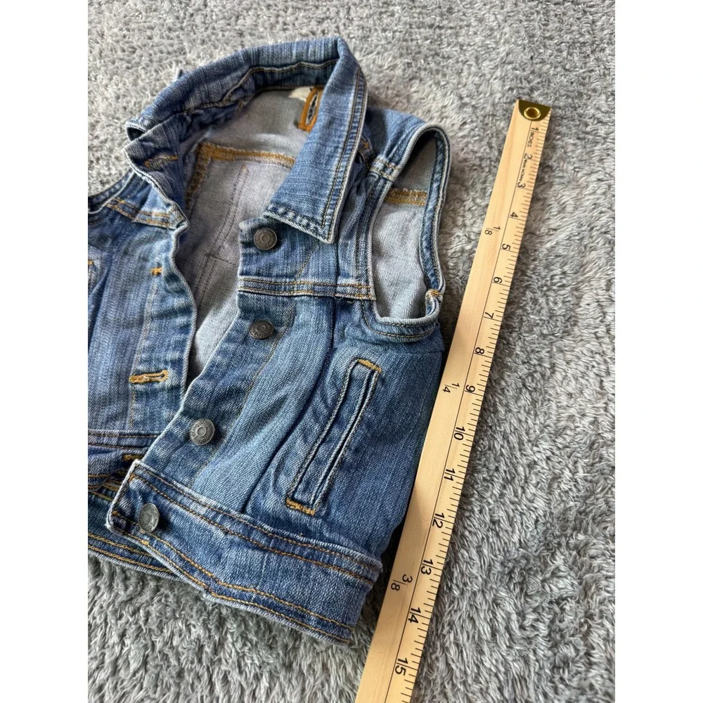 Old Navy Girls Stretch Denim Vest Size 8 Blue Button Up Cotton Blend
